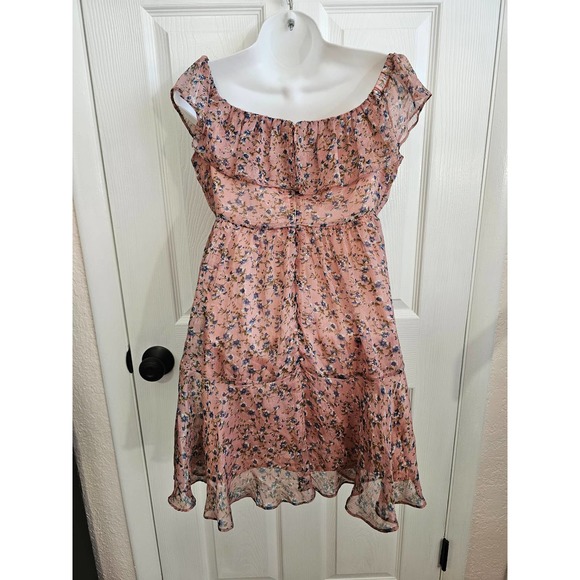 My Favorite Rusty Rose Floral Print Off-the-Shoulder Dress Size Small - Picture 7 of 9